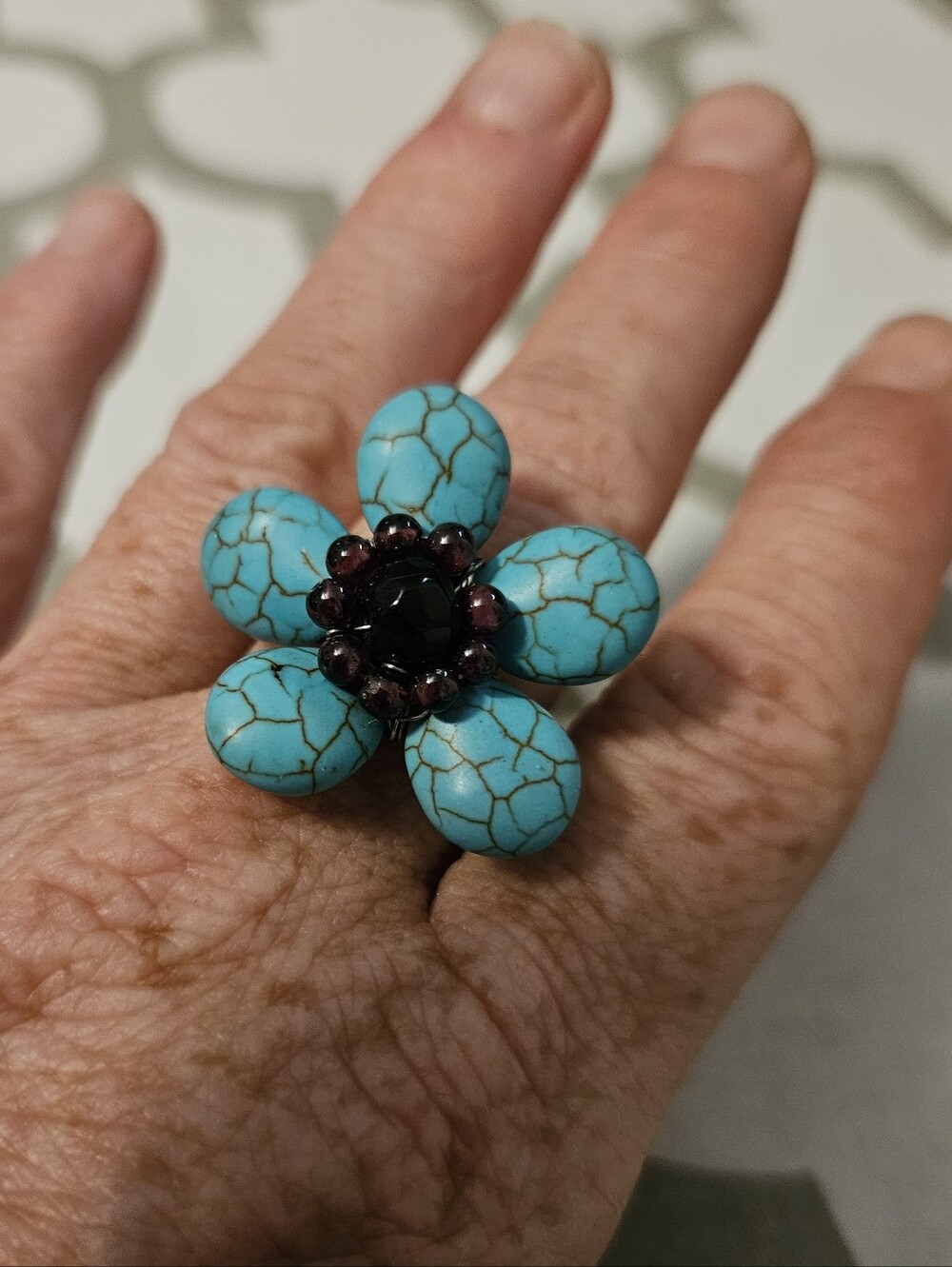 HANDMADE * Adjustable Flower Ring